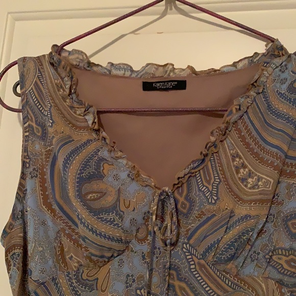 KAREN KANE LONG RUFFLE SLEEVELESS DRESS - Picture 2 of 7